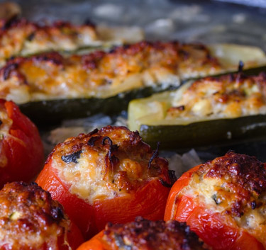 Tomates et courgettes du jardin farcies Magimix.